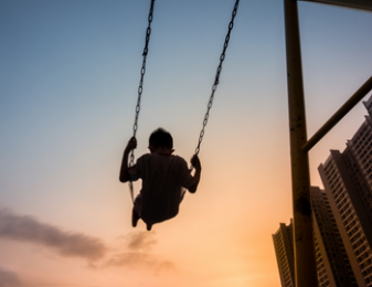 Child on swings