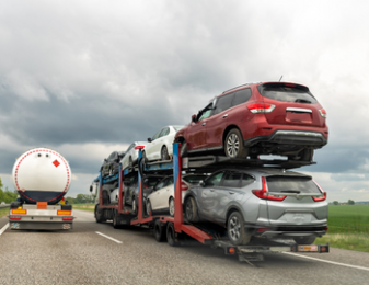 Commercial vehicles on road